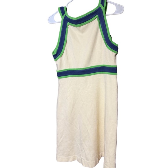 Lilly Pulitzer Sleeveless Dress Cream Blue Green Trim Fit & Flare Resort Preppy - Picture 3 of 5